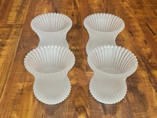 Lot of (4) Vintage Faroy Diamond Point Cut Frosted Glass Votive Candle Holders picture