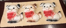 VTG 1975 Miller Studios Lot Of 3 Chalkware Wall Plaques Dogs Puppies NOS picture
