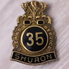 Shuron 35 Years Enamel Service Pin Vintage Sterling Silver picture