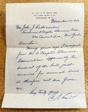 Lt. Colonel U.S. Grant 3rd SIGNED Note (Grandson of President Ulysses S. Grant) picture