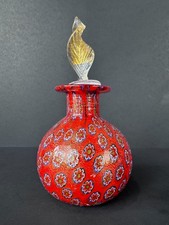 VTG Italian Murano Milifiori Gold Fleck Red Multi-Color Art Glass Perfume Bottle picture
