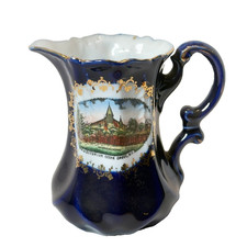 OCEAN GROVE NY NEW YORK Souvenir Porcelain Trinket ANTIQUE COBALT CREAMER picture