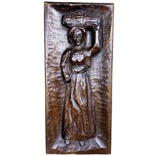 Folk Art Carved Wooden Relief Panel 14