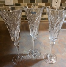 Cristal J.G. Durand Clear Cut Crystal Champagne Flutes Set of 3, 4 oz picture