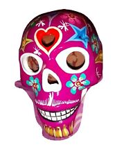 Hand painted boho Metallica inspired day of the dead vibrant skull flowers stars picture
