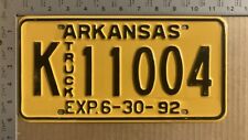1992 Arkansas truck license plate K 11 004 stamped year 92 13919 picture