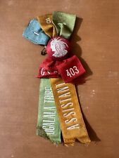 Antique 1900s Native American Ogalala tribe ribbon pin souvenir picture