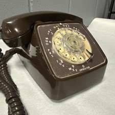 VINTAGE 1980 BELL SYSTEM BROWN CLASSIC ROTARY DIAL ITT DESK PHONE WORKS 🔥  picture