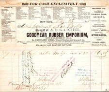 AS Gatchel Goodyear Rubber Emporium New York NY 1875 Billhead Rubber Goods picture