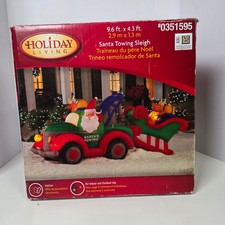 Gemmy 2011 9.6ft Animated Santa Towing Sleigh Christmas Airblown Inflatable picture