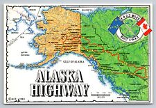 Alaska Highway Unposted Map Canada ALCAN Unposted Postcard picture