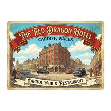 Hotel Luggage Sticker Label, Cardiff Wales, Exclusive Retro Design 5