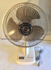 Vintage 1981 Sanyo Large 3 Speed Oscillating Tabletop Fan EF12SP2 Brown Blade picture