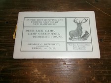 HUNTING  CAMP BOOKLET 1903 ERROL N.H. HUNTING GUIDES  ADIRONDACKS FISHING picture