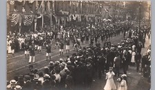 PATRIOTIC STREET PARADE MARCHING boonton nj real photo postcard rppc new jersey picture