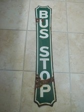Rare Vintage Double sided Green Porcelain Bus Stop Sign 30