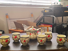 7-piece Beautiful  Vintage Chinese Pottery Tea Set. New, Never Used picture