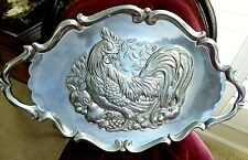 LENOX PEWTER ROOSTER SERVING PLATTER TRAY 23'' RETIRED picture
