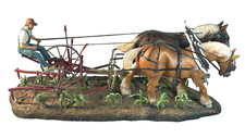 Danbury Mint Tending The Crops Farmer Draft Horse Tiller Detailed Sculpture-MINT picture