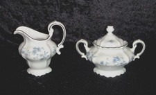 VTG Johann Haviland Blue Garland Creamer Sugar Bowl Set Bavaria Germany Floral picture