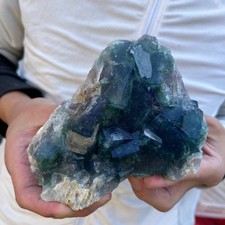 2.2lb Natural cubic green fluorite crystal cluster rough mineral specimen picture