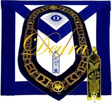 Masonic Master Mason Junior WARDEN GOLD Jewel Collar and EMBROIDERED Apron picture