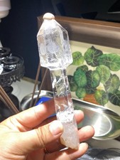 144g Top Rare Natural Clear Quartz hand Carved Crystal Scepter Energy healing picture