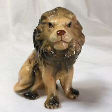 3.25” Lion Figurine, Vintage Glazed Porcelain, Grumpy Collectible❤️ picture