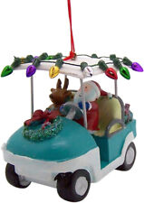 Santa & Reindeer in Golfcart Hanging Christmas Tree Ornament, Festive Ornament picture