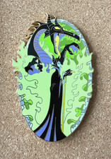 Oval Frame Maleficent, Diablo and Dragon in Green Flames Jumbo Fantasy Pin picture