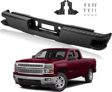 Black Rear Step Bumper Assembly Compatible with 2014-2018 Chevy Silverado GMC Si picture