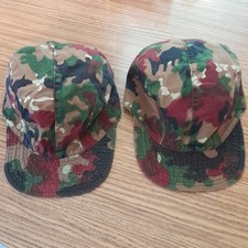 2 Vintage Swiss Army M83 Alpenflage Camo Field Caps Military Surplus Size Large picture