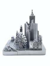 Manila City Skyline 3D Model Landmark Replica Square Pewter Silver 4 1/2 Inches picture