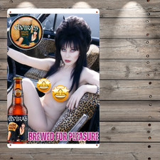 Elviras Night Brew Beer Elvira: Mistress of the Dark Metal Sign Man Cave Decor picture