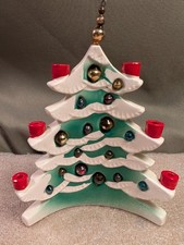 HTF VINTAGE 1958 HOLT HOWARD CHRISTMAS TREE CANDLE HOLDER MERCURY GLASS BEADS picture