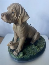 Vintage Molded Wax Bloodhound Puppy Dog Candle Figurine with Duck Unburned picture