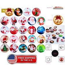 24 Pcs Christmas Magnets for Fridge 3D Glass Xmas Holiday Decor picture
