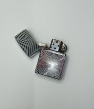 Vintage Kantai Windproof Petrol Lighter Silver Sunburst Design Style Used picture