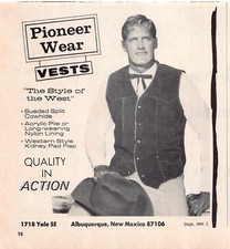 Pioneer Wear Albuquerque NM Western Cowboy Vest Horse Ready Vintage Print Ad picture