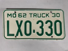 1962 Missouri License Plate Truck 62 LX0 330 picture