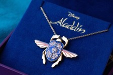 NEW RARE Disney x RockLove Aladdin Unlocking Scarab Necklace 925 Silver/Enamel picture
