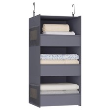 Bosuelife KBJY1003DG 3-Shelf Hanging Closet Organizer, Foldable, Dark Gray picture