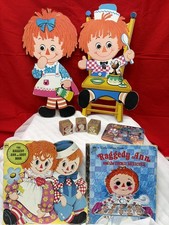 Vintage Raggedy Ann & Andy Collectibles Lot 70s Bobbs-Merrill Wall Decor & Books picture