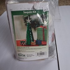 New Sequin Christmas Tree Kit Plus Gifts Retro Holiday Decor Crafts Trinkets  picture