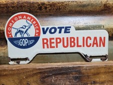 VINTAGE VOTE REPUBLICAN PORCELAIN SIGN OLD GOP POLITICAL PRESIDENT US TAG TOPPER picture