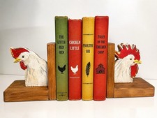 VTG UBC University British Columbia Chicken Rooster Hen Wood Bookends 1953 Pair picture
