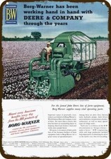 1951 JOHN DEERE COTTON PICKER Borg Warner Vnt-Look DECORATIVE REPLICA METAL SIGN picture