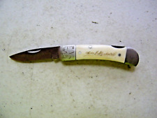 Vintage Oliver F Winchester Lock Back Scrolled Bolsters (Bone?) Pocket Knife picture