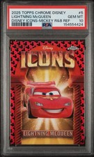 2025 Topps Disney Icons - Lightning McQueen R&B Refractor (28/28) PSA 10 picture
