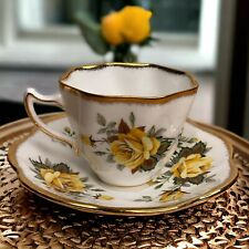 Vintage Rosina Fine English Bone China England Cup & Saucer Yellow Roses picture